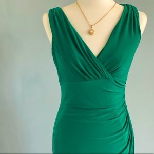 Figure flattering emerald green dress